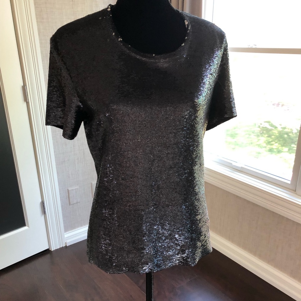 Dark pewter sequin top